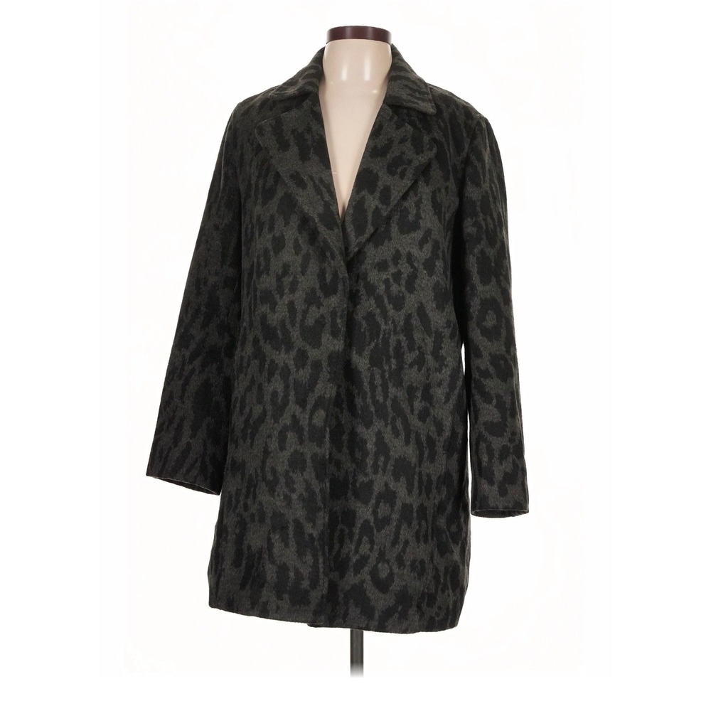 Rafaella Coat Womens L Black New Leopard Print La Femme Boheme RSJFA031 NWT